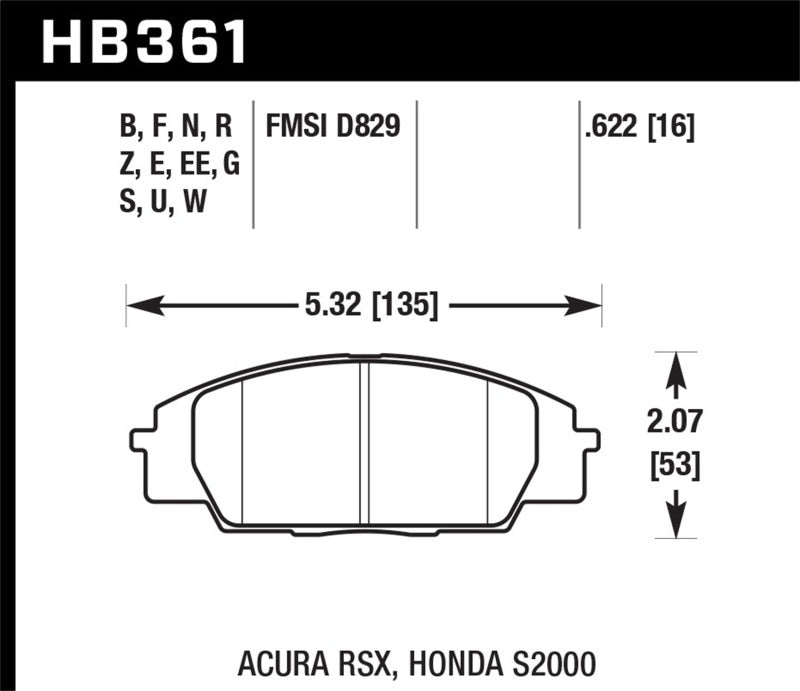 Fits Hawk 02-06 Acura RSX / 06-11 Honda Si / 00-09 S2000 HT-10 Race Front Brake