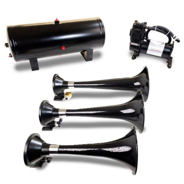 Kleinn Triple Black Horn Kit Fits w/150 PSI waterproof 3.0 Gal Air Tank