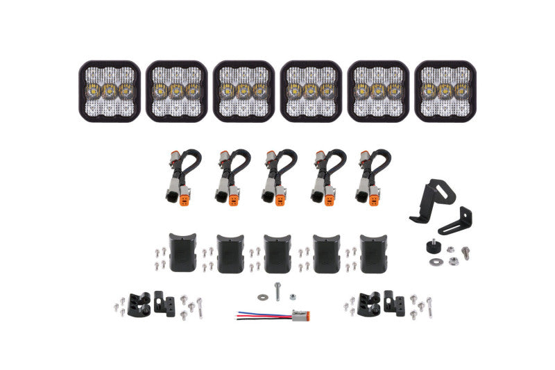 Diode Dynamics Fits SS5 Sport Universal CrossLink 6-Pod Lightbar - White Combo