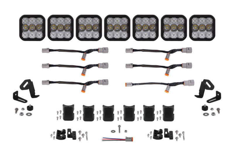 Diode Dynamics Fits SS5 Pro Universal CrossLink 7-Pod Lightbar - White Combo