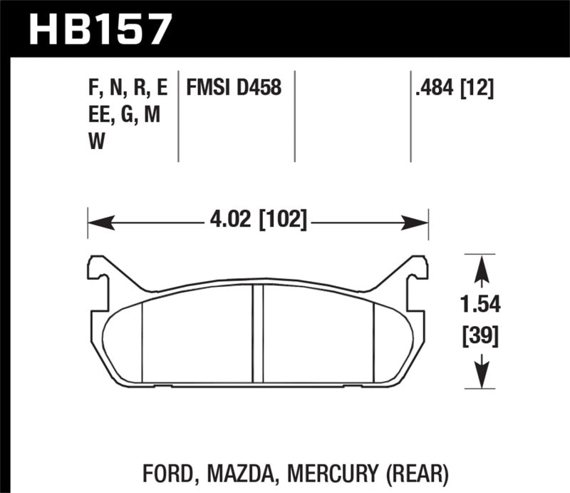 Fits Hawk 91-96 Ford Escort / 90-93 Mazda Miata / 90-94 Protege / 91-96 Mer Tr