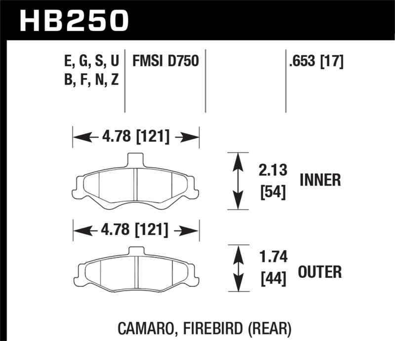 Fits Hawk 1998-2002 Chevrolet Camaro SS 5.7 HPS 5.0 Rear Brake Pads