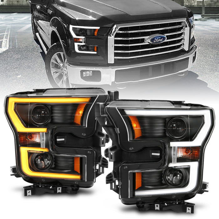 Anzo Fits 2015-2017 Ford F-150 Projector Headlights W/ Plank Style Switchback