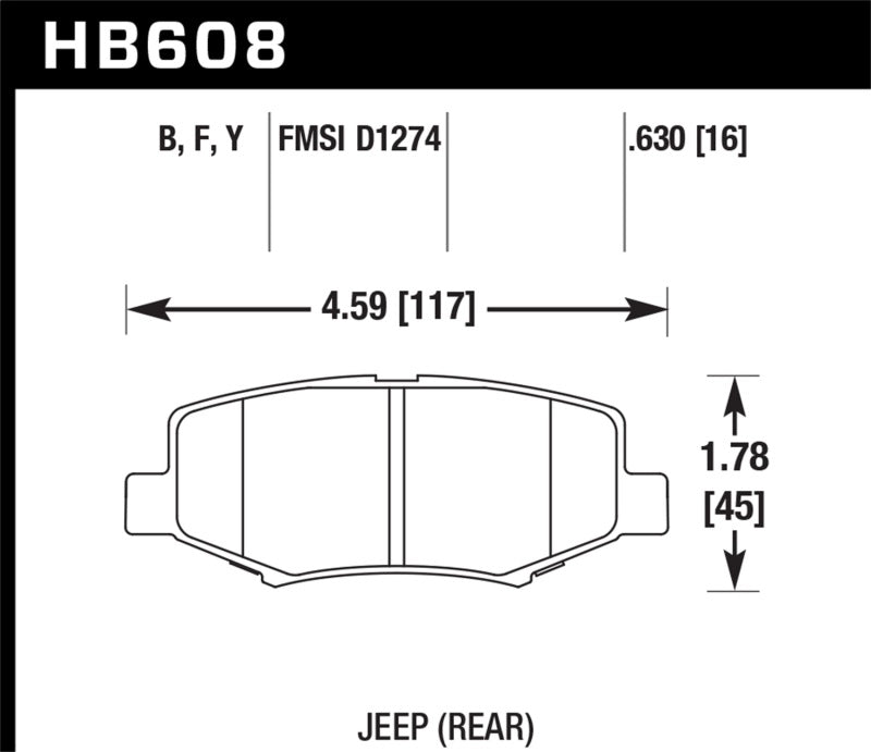 Fits Hawk 2007-2011 Dodge Nitro R/T HPS 5.0 Rear Brake Pads