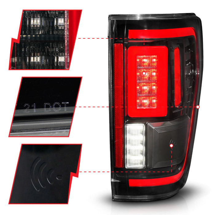 Anzo Fits 21-23 Ford F-150 LED Taillights Seq. Signal W/blis Cover - Black (For