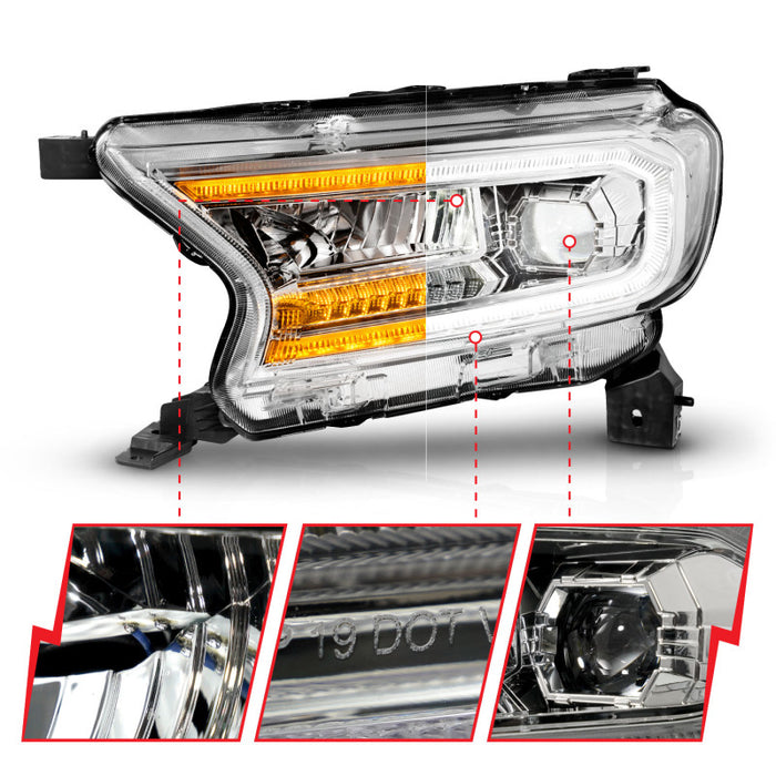 Anzo Fits 19-23 Ford Ranger Full LED Projector Headlights W/ Initiation &amp;