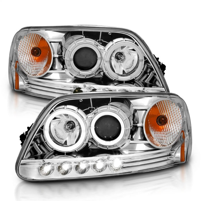 Anzo Fits 1997.5-2003 Ford F-150 Projector Headlights W/ Halo And LED Chrome 1pc