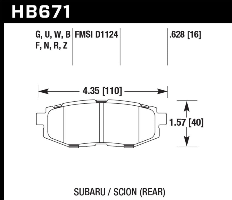 Fits Hawk 13-16 Scion FR-S 2.0L Base OE Incl.Clips Shims Rear ER-1 Brake Pads