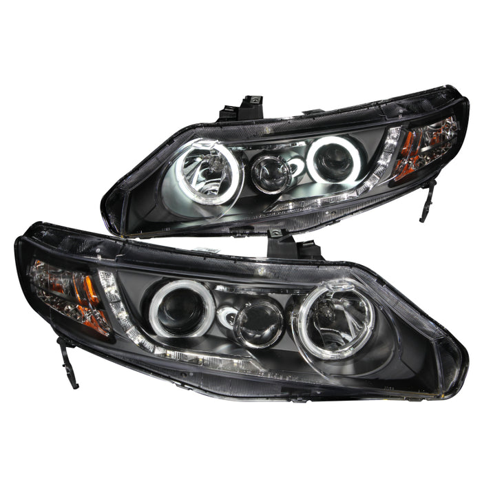 Anzo Fits 2006-2011 Honda Civic Projector Headlights W/ Halo Black (CCFL)