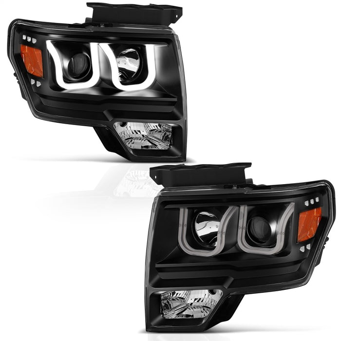 Anzo Fits 2009-2014 Ford F-150 Projector Headlights W/ U-Bar Black