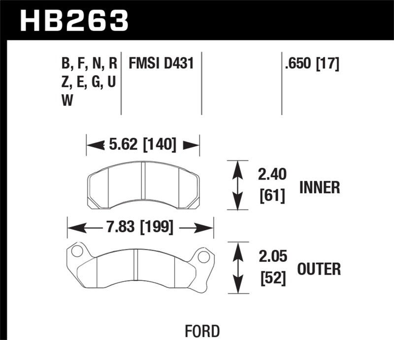 Fits Hawk 1987-1993 Ford Mustang GT 5.0 HPS 5.0 Front Brake Pads