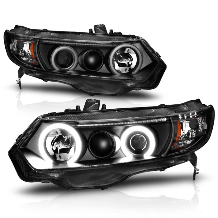 Anzo Fits 2006-2011 Honda Civic Projector Headlights W/ Halo Black (CCFL)