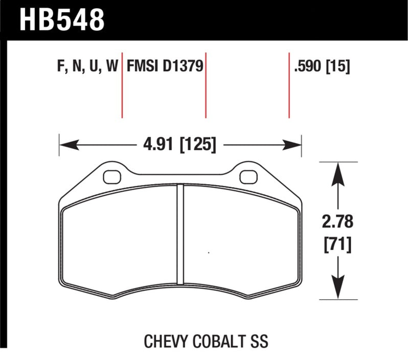 Fits Hawk Miata Brembo / Renault Clio / Cobalt SS HP+ Street Front Brake Pads