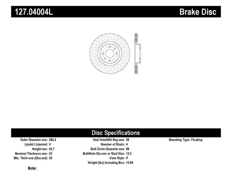 Stoptech Slotted &amp; Drilled Fits Sport Brake Rotor