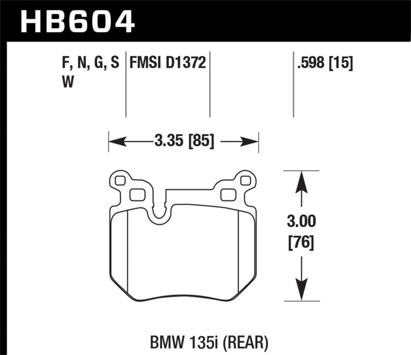 Fits Hawk BMW 135i DTC-60 Race Rear Brake Pads