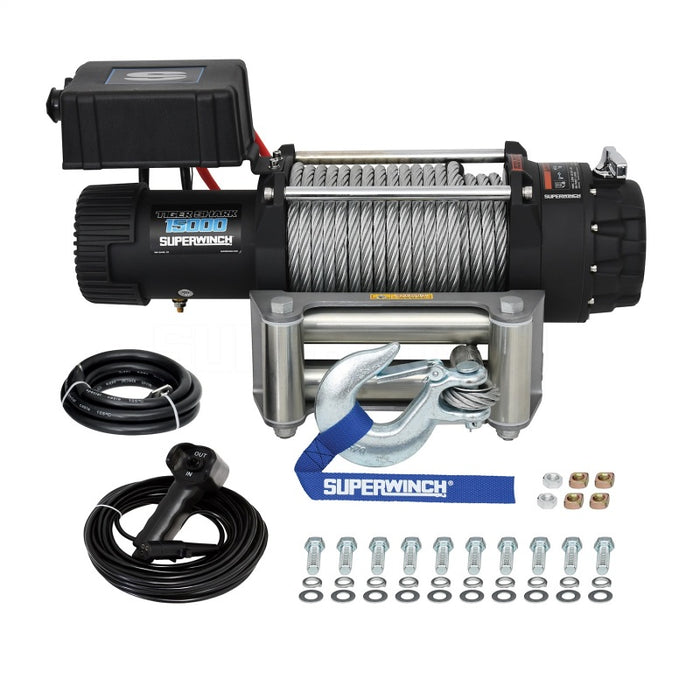 Superwinch 15000 LBS 12V DC Fits 7/16in x 82ft Wire Rope Tiger Shark 11500 Winch