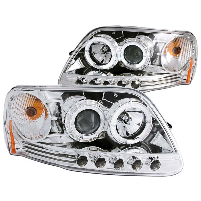 Anzo Fits 1997.5-2003 Ford F-150 Projector Headlights W/ Halo And LED Chrome 1pc