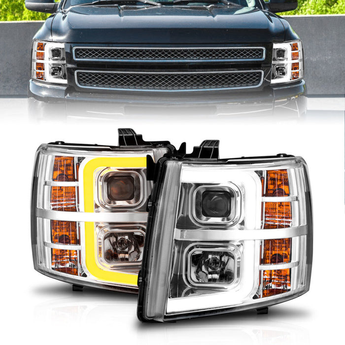 Anzo Fits 2007-2013 Chevrolet Silverado 1500 Projector W/ Light Bar Chrome