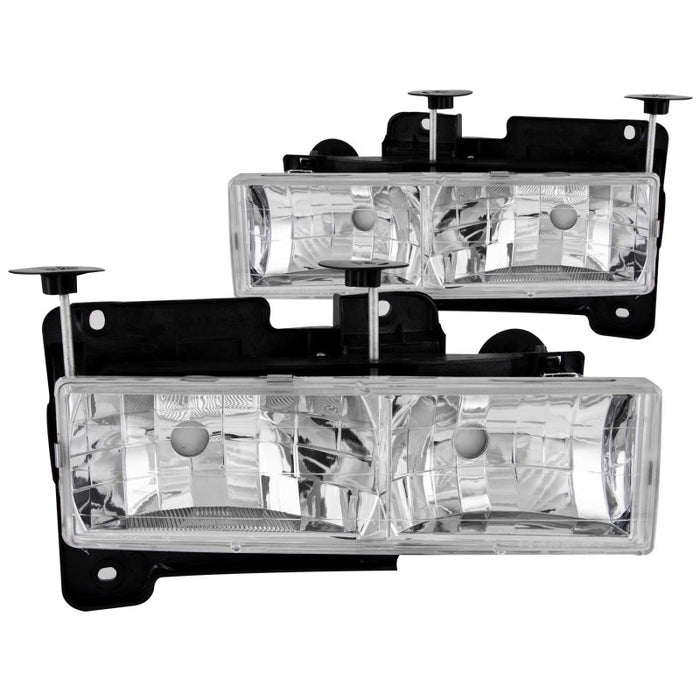 Anzo Fits 1988-1998 Chevrolet C1500 Crystal Headlights Chrome W/o Bulbs