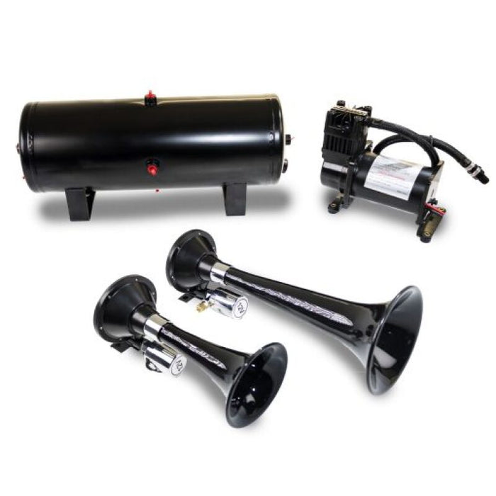 Kleinn Dual Black Horn Kit Fits w/ 150 PSI Air Compressor / 1.5 Gal Air Tank