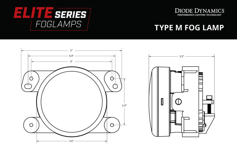 Diode Dynamics Fits Elite Series Type M Fog Lamps - Yellow (Pair)