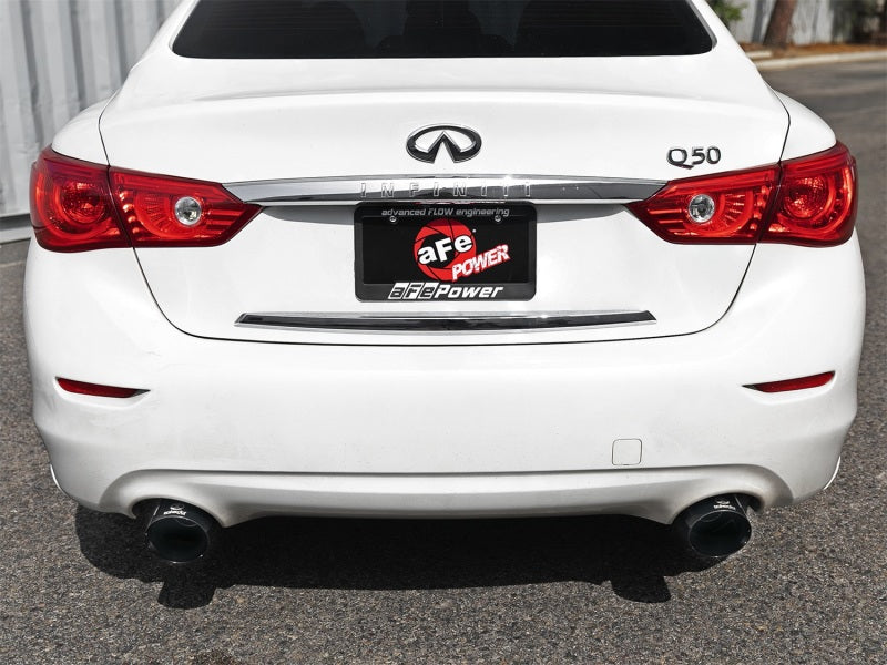 aFe Takeda Fits 2.5in 304 SS Axle-Back Exhaust W/ Black Tips 16-18 Infiniti Q50