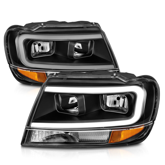 Anzo Fits 99-04 Jeep Grand Cherokee Crystal Headlights - W/ Light Bar Black