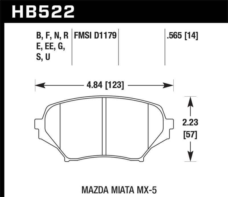 Fits Hawk 2006-2006 Mazda MX-5 Miata Club Spec HPS 5.0 Front Brake Pads