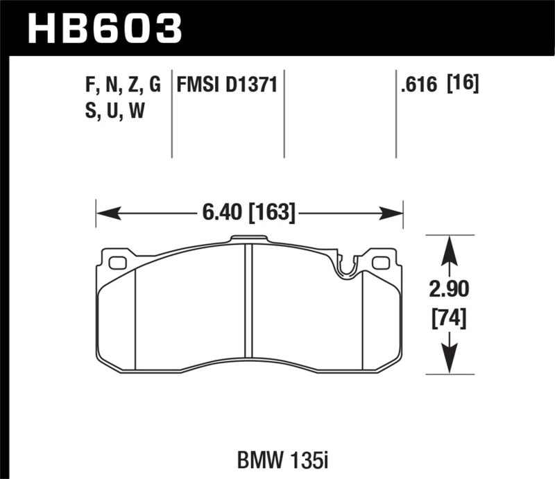 Fits Hawk BMW 135i HP+ Street Front Brake Pads