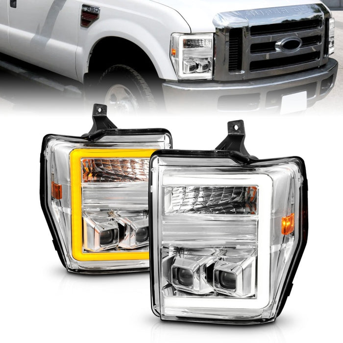 Anzo Fits 08-10 Ford F-250 - F-550 Super Duty Projector Headlights W/ Light Bar