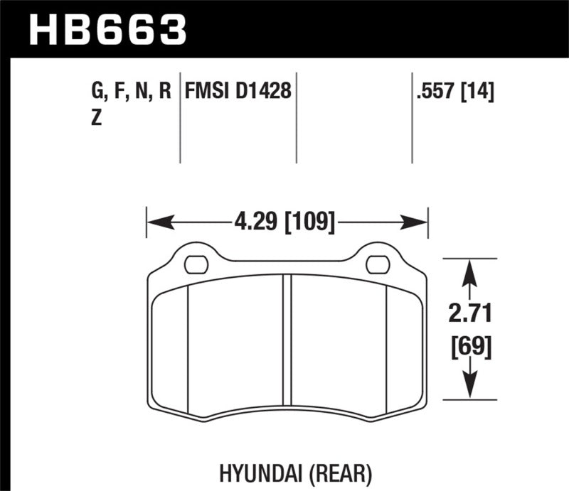 Fits Hawk 10 Hyundai Genesis Coupe (Track W/ Brembo Breaks) HPS Street 14mm Rear