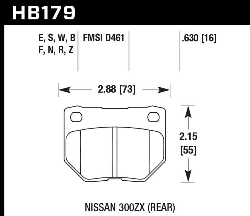 Fits Hawk 2/1989-1996 Nissan 300ZX Base (Excl. Turbo) HPS 5.0 Rear Brake Pads