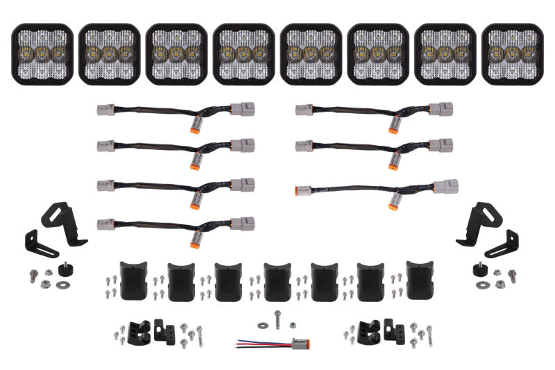 Diode Dynamics Fits SS5 Pro Universal CrossLink 8-Pod Lightbar - White Combo