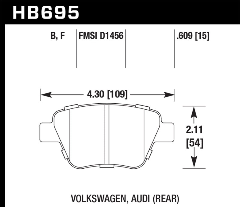 Fits Hawk 2011-2013 Audi A3 Except TDI HPS 5.0 Rear Brake Pads