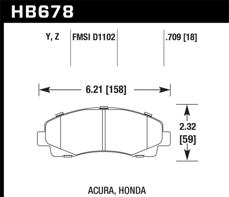 Fits Hawk 2006-11 Honda Ridgeline Street Performance Ceramic Front Brake Pads