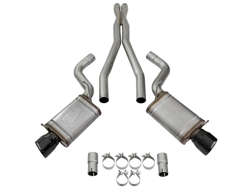 aFe Fits Mach Force-Xp 3in CB Stainless Steel Dual Exhaust System W/ Black Tips