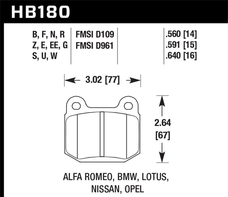 Fits Hawk 03-06 Evo / 04-09 STi / 03-07 350z Track Edition/g35 W/ Brembo HPS