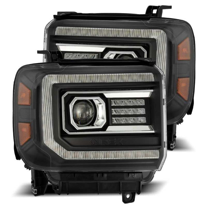 AlphaRex Fits 14-18 GMC Sierra LUXX LED Proj Headlights Plank Style Black