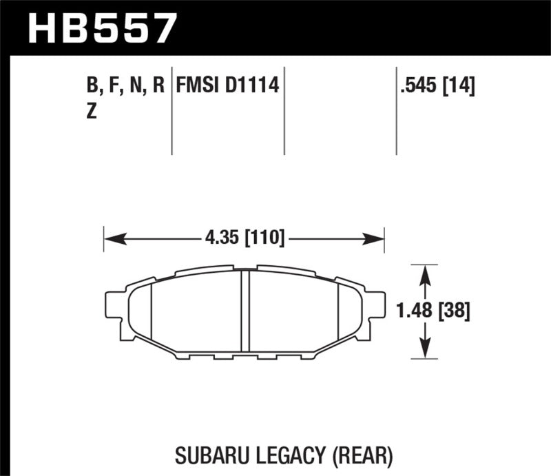 Fits Hawk 2013-2014 Subaru BRZ Ltd (277mm Fr Disc/Solid Rr Disc) High Perf.