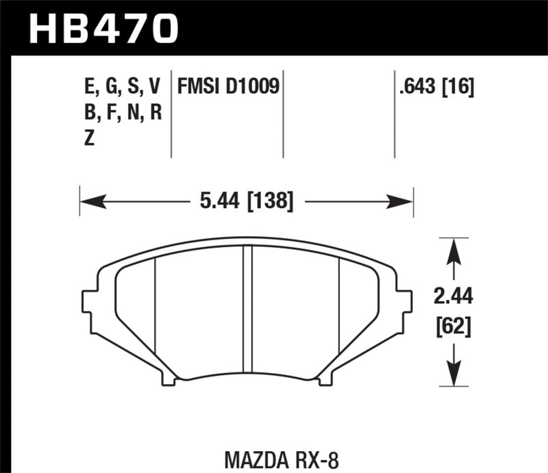 Fits Hawk 2004-2011 Mazda RX-8 Grand Touring HPS 5.0 Front Brake Pads