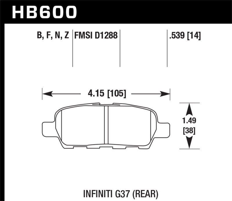 Fits Hawk Infiniti G35 Sport/G37 / 08-10 Nissan Rogue / 07-09 Sentra SE-R / 10