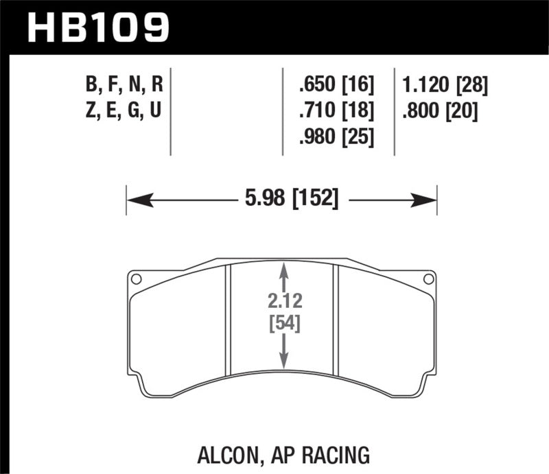 Fits Hawk Alcon TA-6 / AP Racing CP5060-2/3/4/5ST / AP Racing CP5555 HPS 5.0