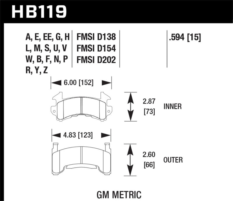 Fits Hawk 1978-1979 Buick Century Custom HPS 5.0 Front Brake Pads