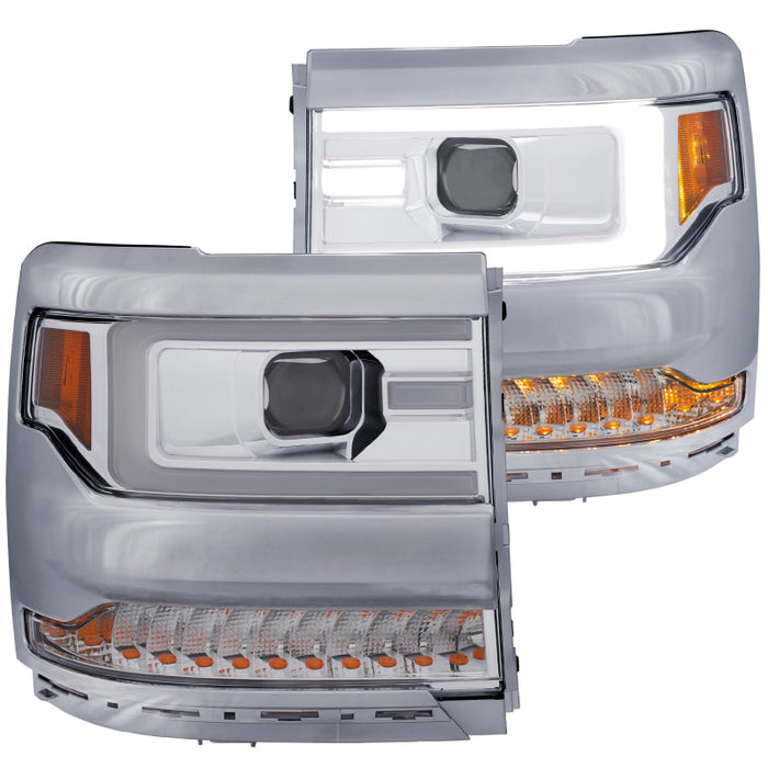 Anzo Fits 16+ Chevy Silverado 1500 Projector Headlights Plank Style Chrome