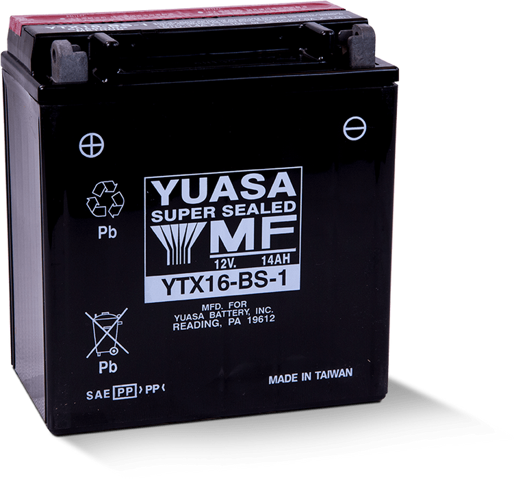 Yuasa YTX16-BS-1 Maintenance Free AGM Fits 12 Volt Battery (Bottle Supplied)