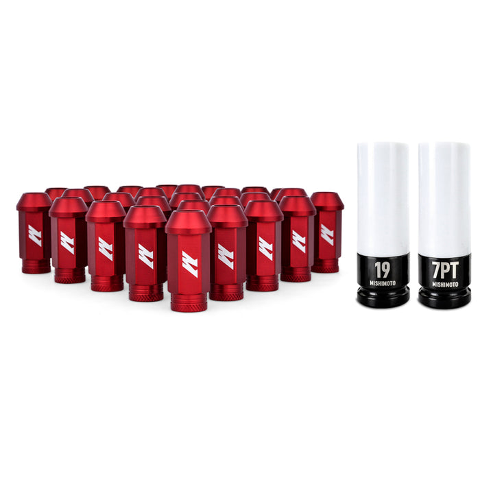 Mishimoto Aluminum Locking Fits Lug Nuts M12x1.5 27pc Set Red