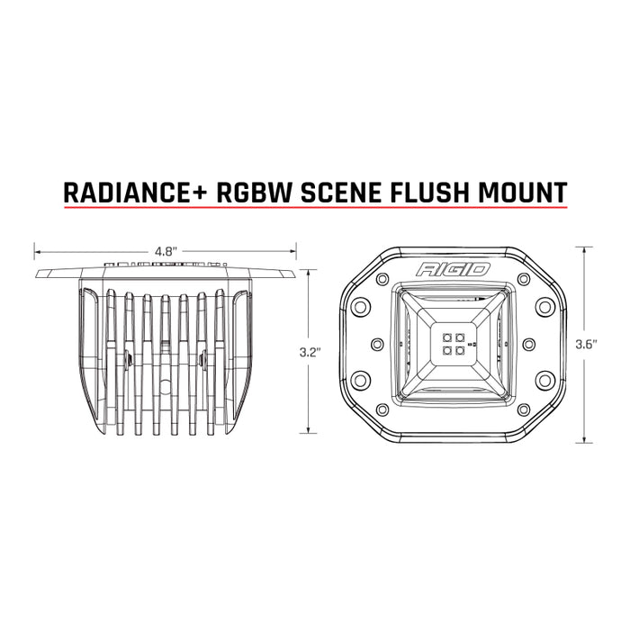 Fits Rigid Industries Radiance+ Scene RGBW Flush Mount - Pair