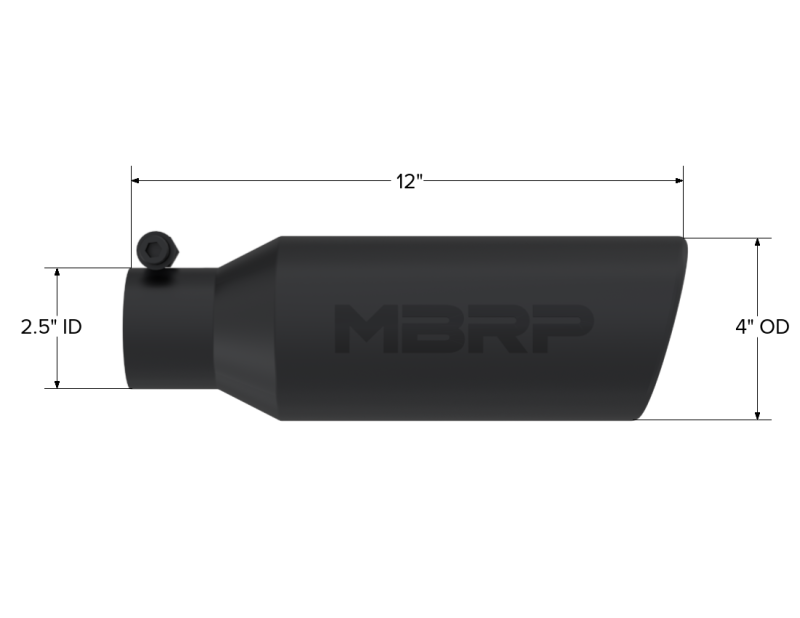 MBRP Fits Universal Tip 4in O.D. Angled Rolled End 2.5in Inlet 12in Length Black