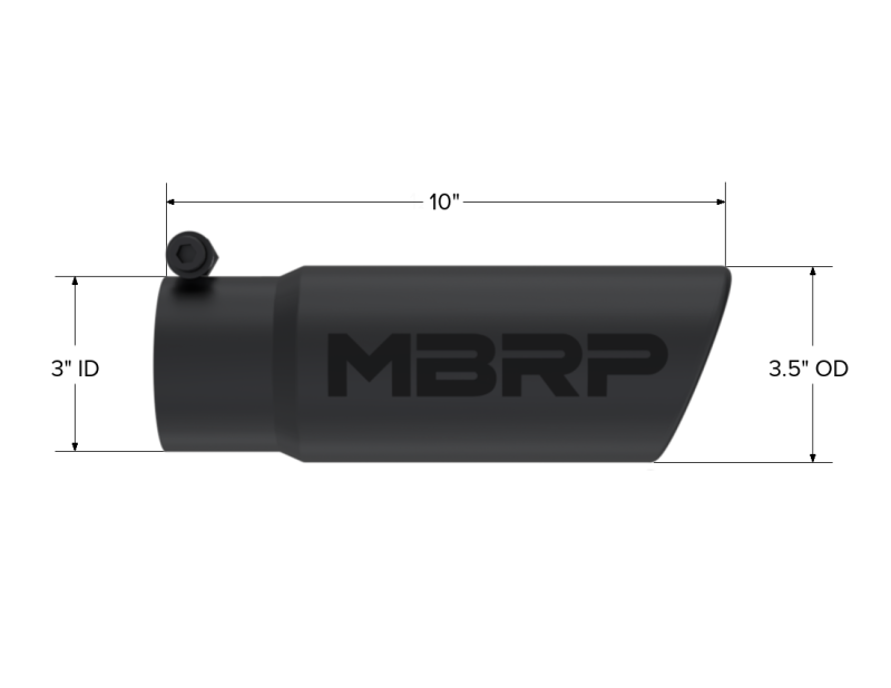 MBRP Fits Universal Tip 3-1/2in O.D. Angled Rolled End - 3in ID Inlet 10in