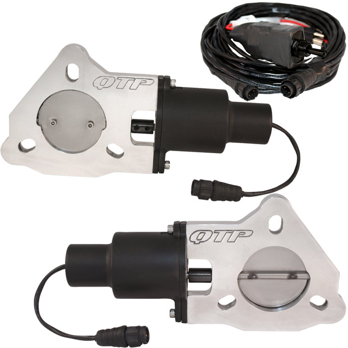 QTP 2.25in Bolt-On QTEC Dual Fits Electric Cutout Valves - Pair